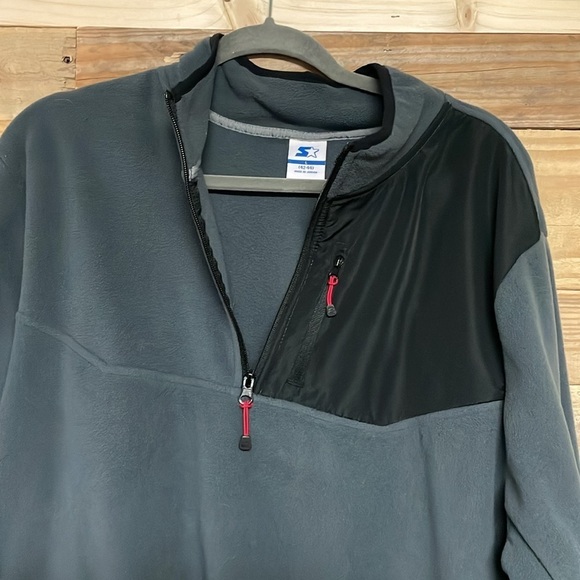 Starter size large (42-44) gray quarter zip fleece pullover top - Picture 6 of 8